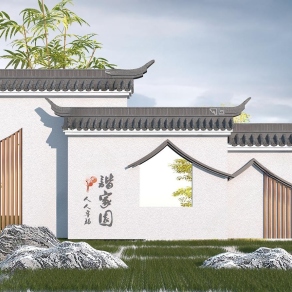 中式镂空景墙3D模型下载